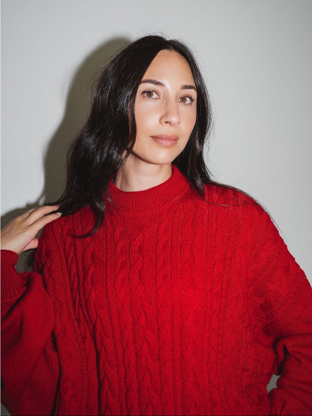 NWT One Wednesday Red Cable Knit Sweater - Picture 6 of 7